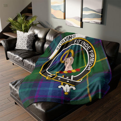 Skirving Clan Tartan Blanket – Scottish Crest Throw