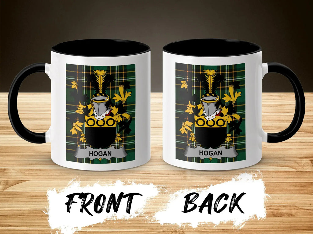 Hogan crest on a white mug with black interior and handle.