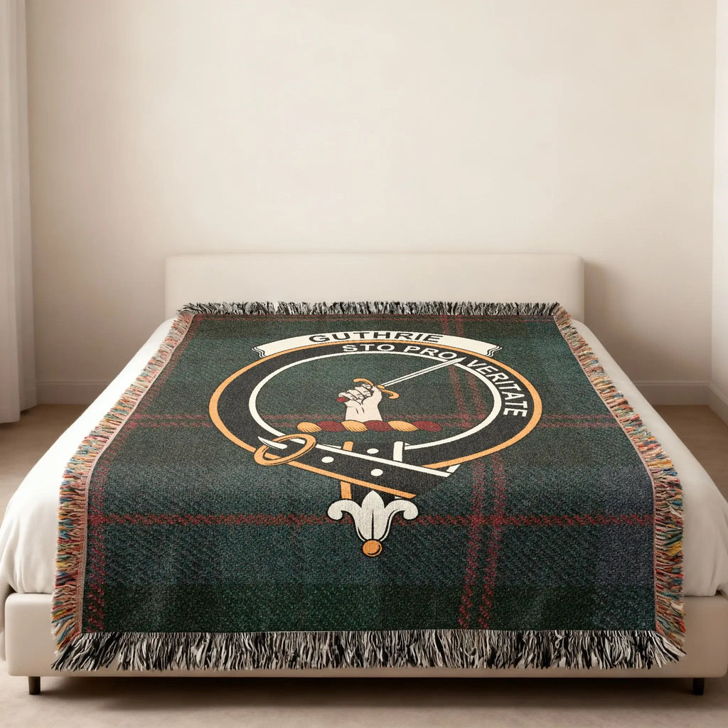 Guthrie Sto Pro Veritate clan crest woven blanket — full pattern