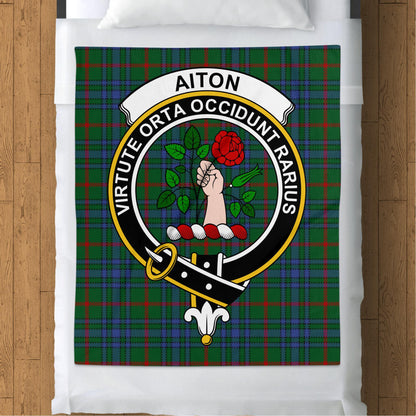 Scottish Clan Aiton Crest Tartan Throw Blanket - Living Stone Gifts