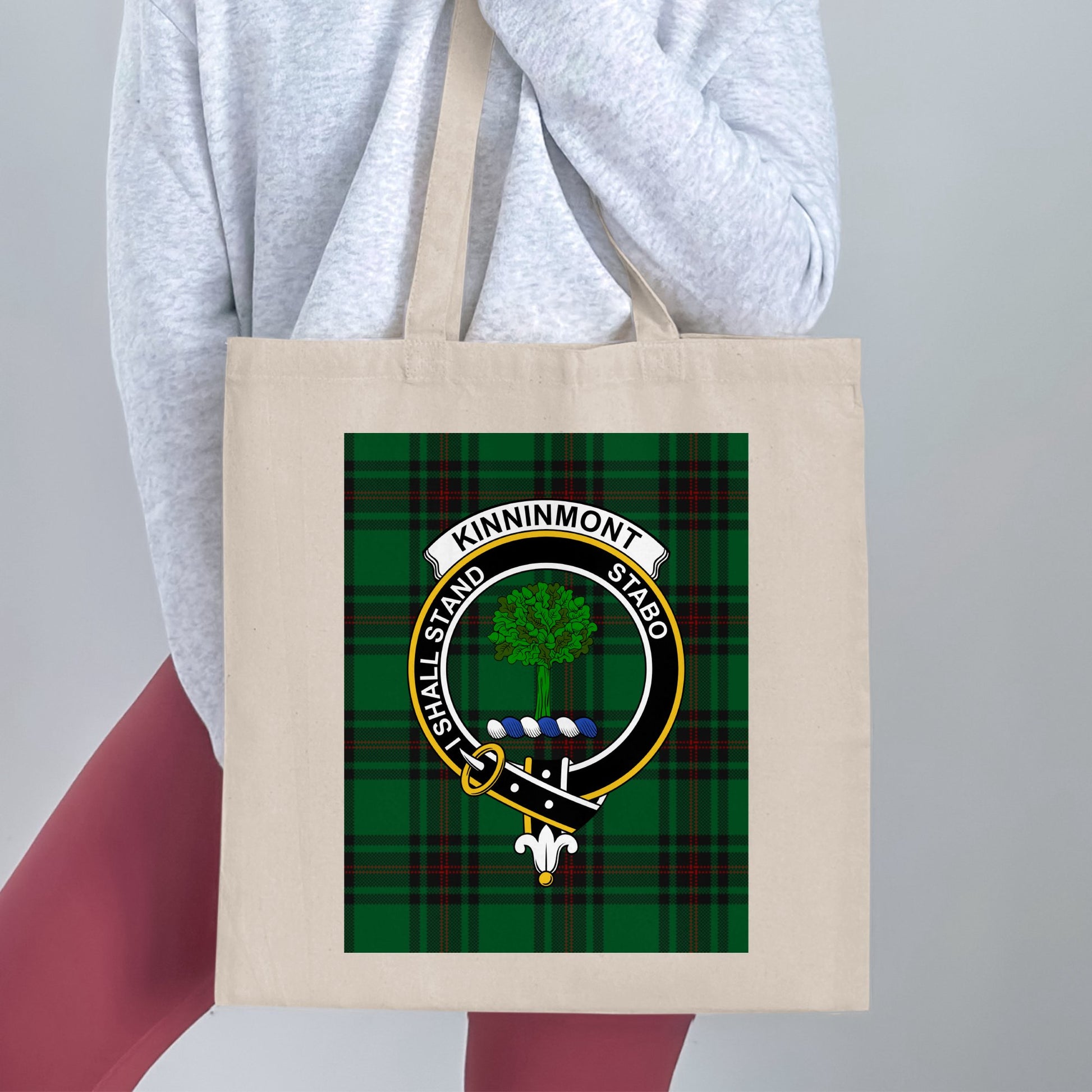 Clan Kinninmont Scottish Crest Tartan Tote Bag - Living Stone Gifts