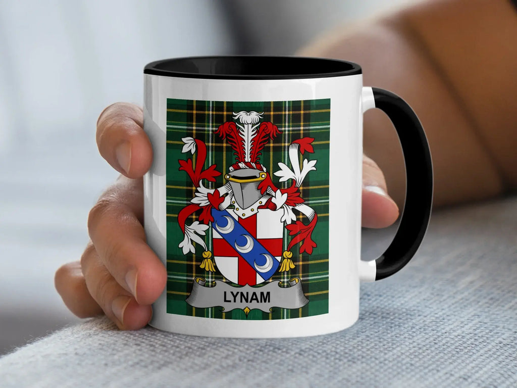 Lynam Irish family crest black accent mug