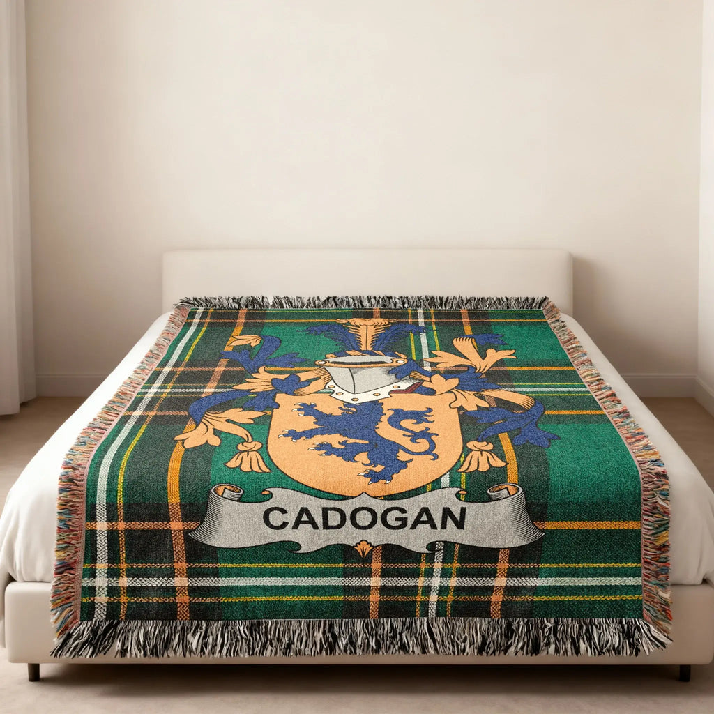 CADOGAN Green Plaid Crest Woven Blanket product type