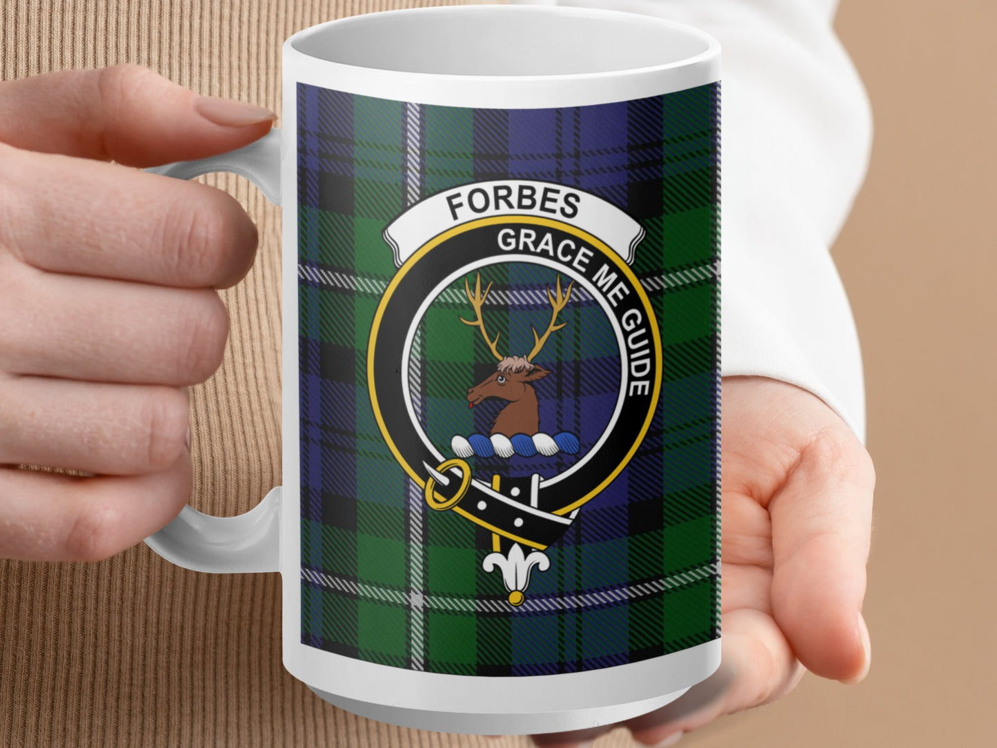 Clan Forbes Scottish Tartan Crest Mug - Living Stone Gifts