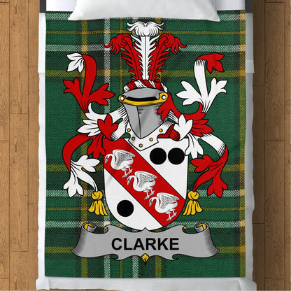 Clarke Surname Irish Tartan Throw Blanket - Living Stone Gifts