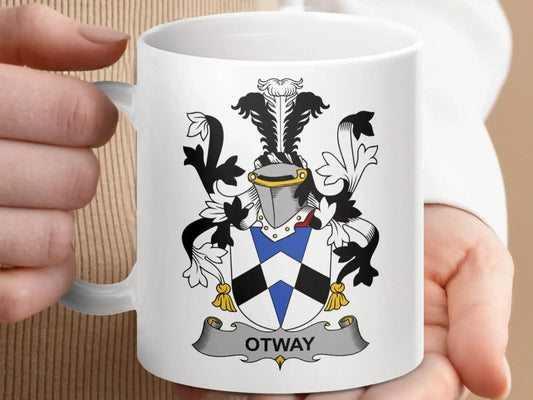 Otway Family Crest Coat of Arms Ceramic Coffee Tea Mug - Celtic Ancestry Gifts