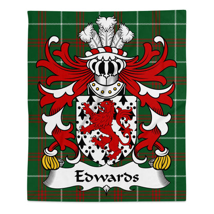 Edwards Welsh Surname Coat Of Arms Tartan Background Blanket - Living Stone Gifts