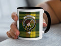 Top-down view of MacMillan clan crest mug showing interior accent colour