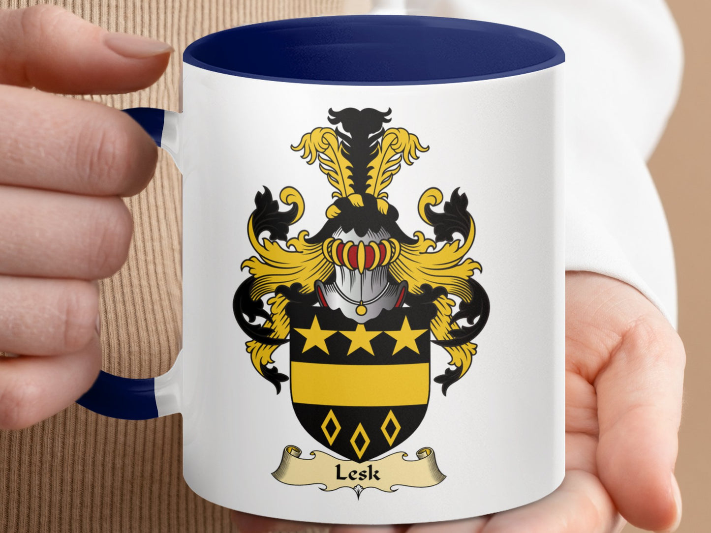 Clan Lesk Scottish Coat of Arms Accent Mug - Living Stone Gifts