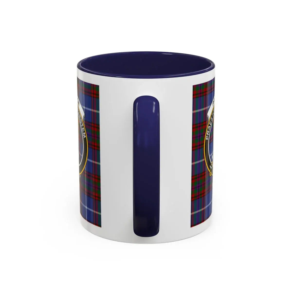Tartan Patterned Blue Interior Ceramic Mug