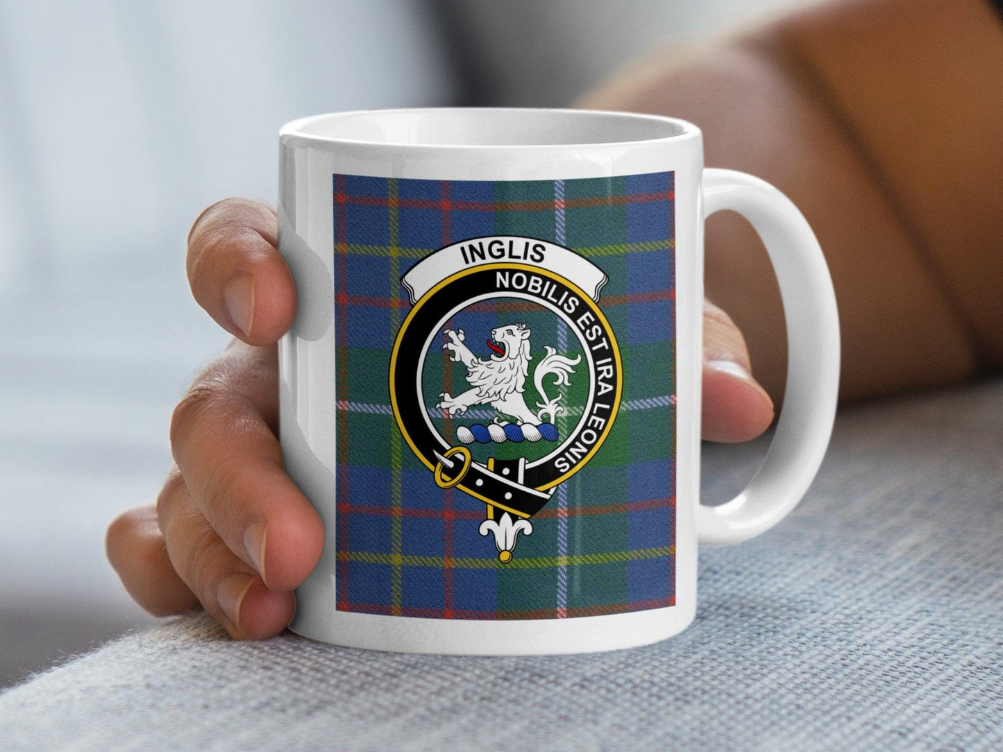 Clan Inglis Tartan Plaid Crest Design Coffee Mug - Living Stone Gifts