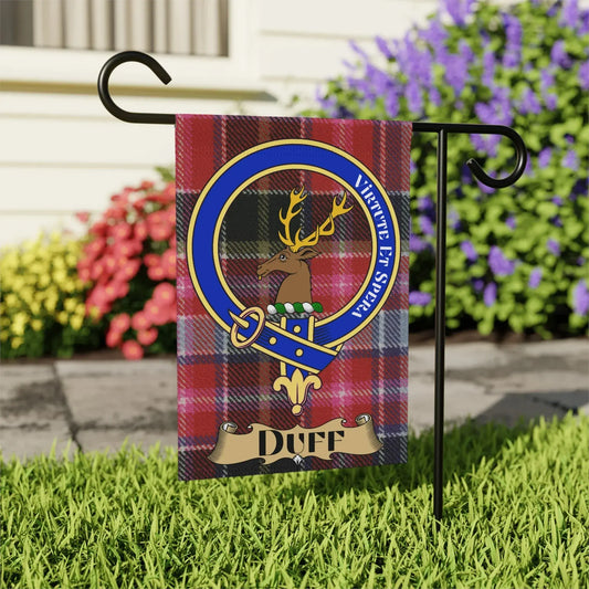 Duff Plaid Garden Flag with Crest Design product