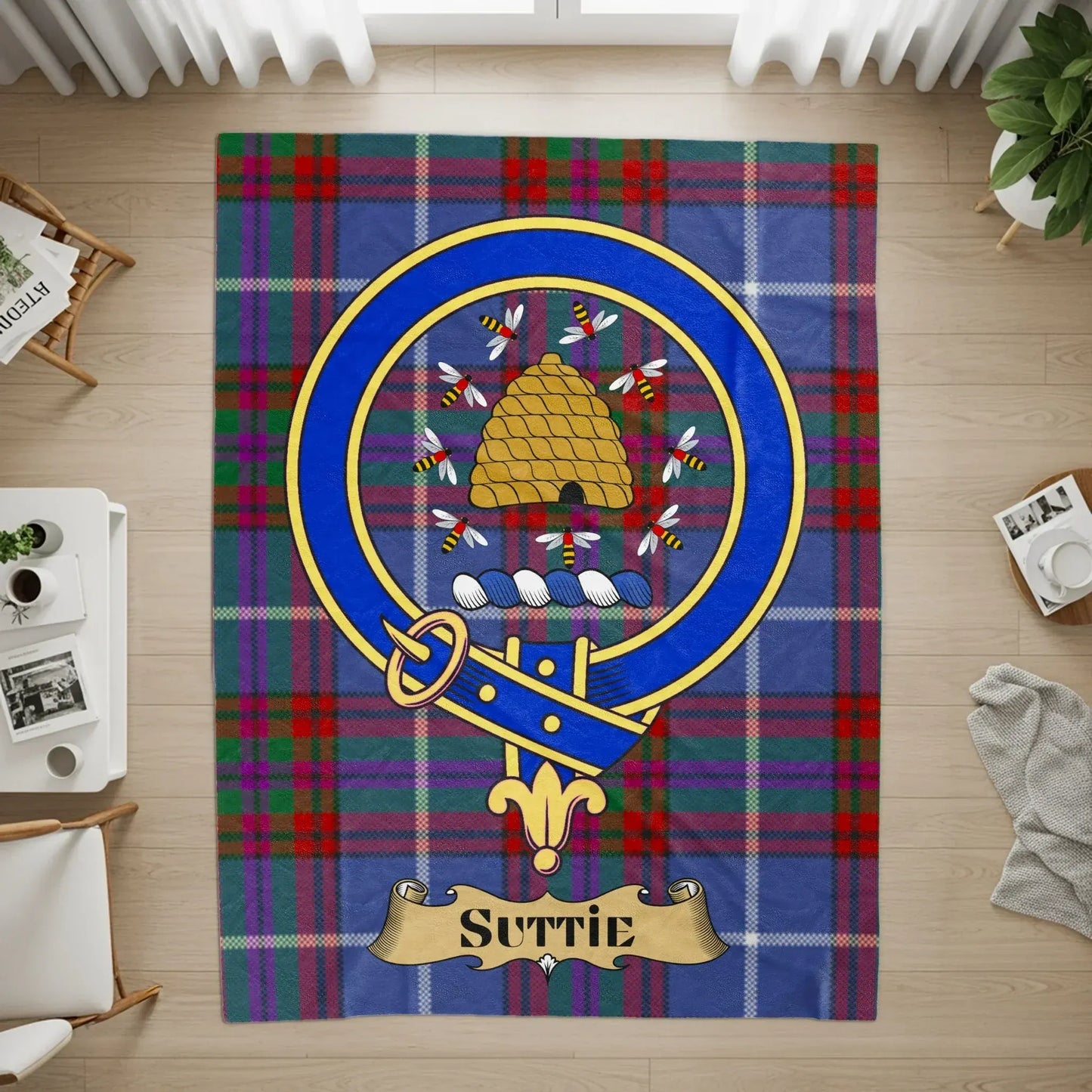 Clan Suttie Tartan Crest Emblem House Decor product type