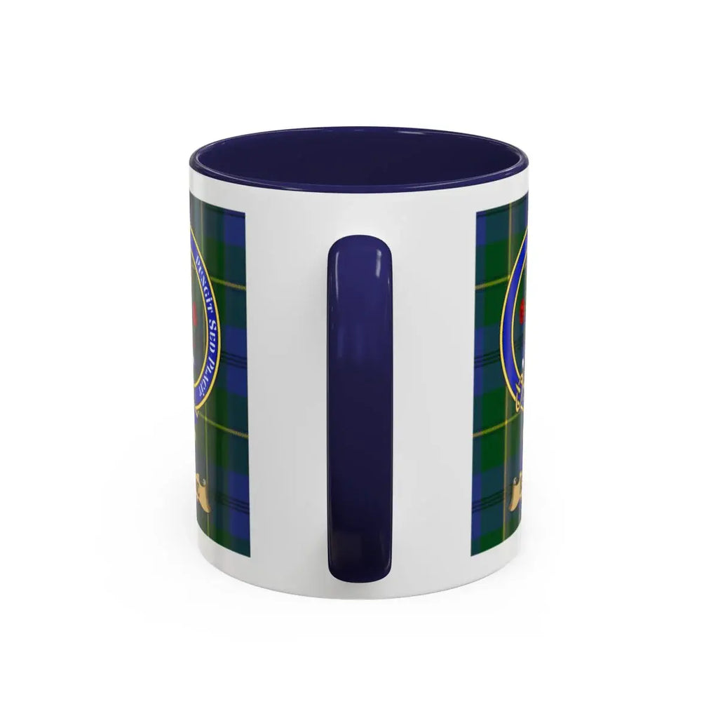 Blue and Green Plaid Design Ceramic Coffee Mug