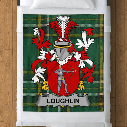 Loughlin Surname Irish Tartan Throw Blanket - Living Stone Gifts