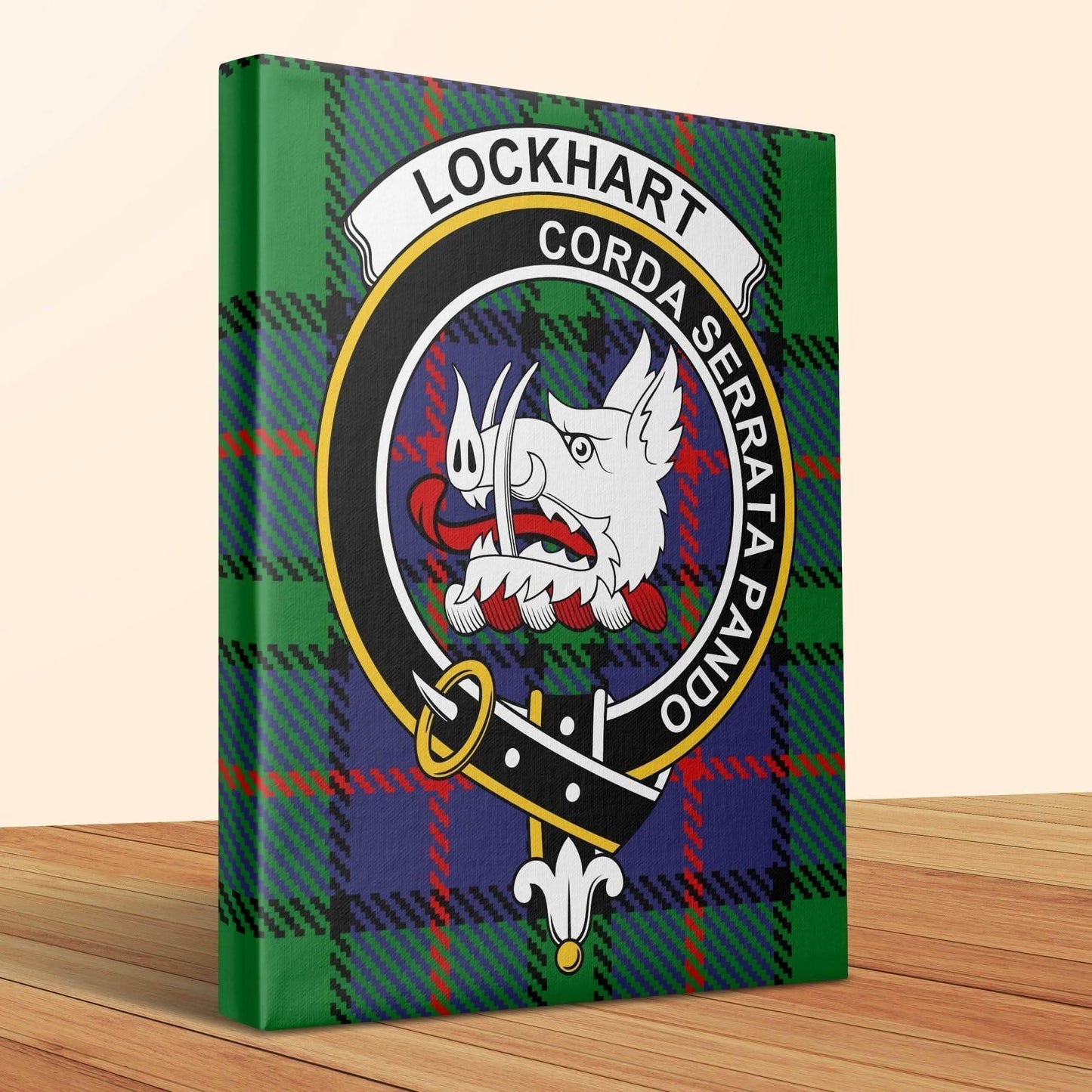 Lockhart Clan Crest Tartan Design Canvas - Celtic Ancestry Gifts