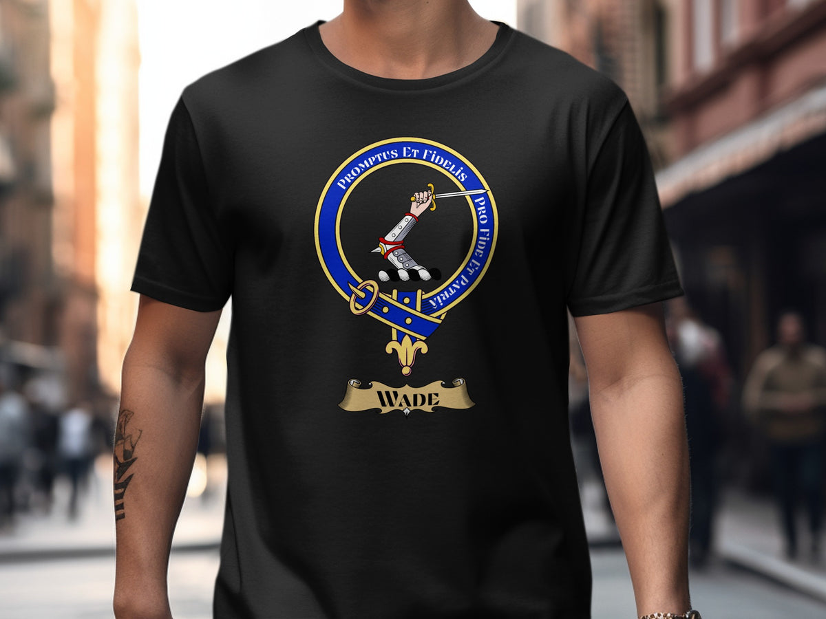 Wade Scottish clan crest design on Black T-shirt
