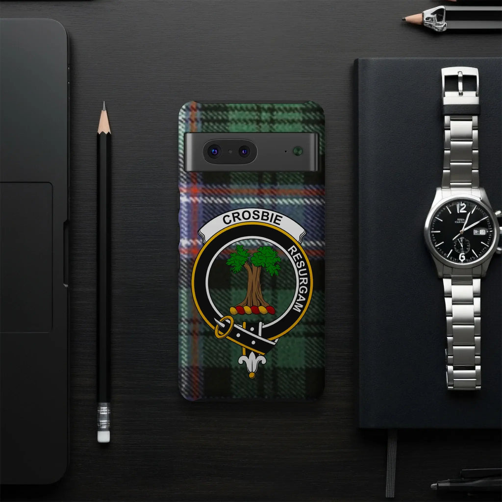 Crosbie Resurgam Emblem on Tartan Phone Case