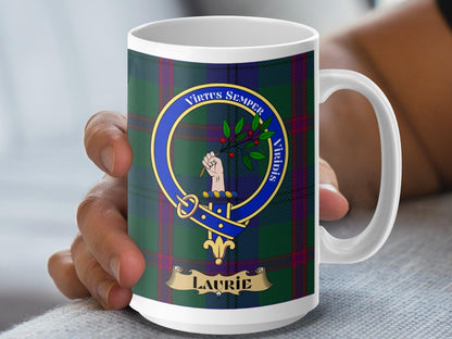 Scottish Clan Tartan Plaid Crest Design Laurie Mug - Living Stone Gifts