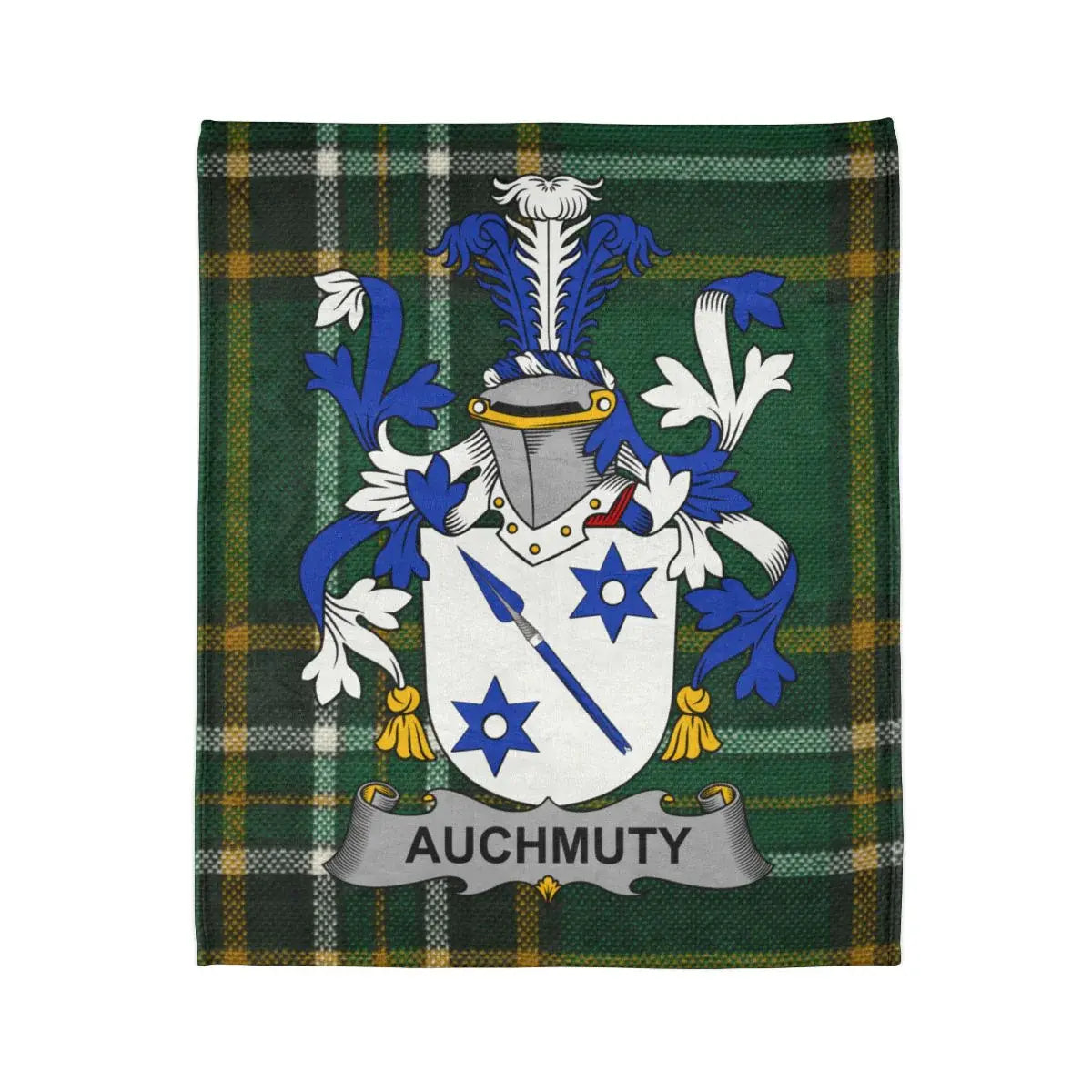 Auchmuty Family Crest Design on Tartan Blanket product