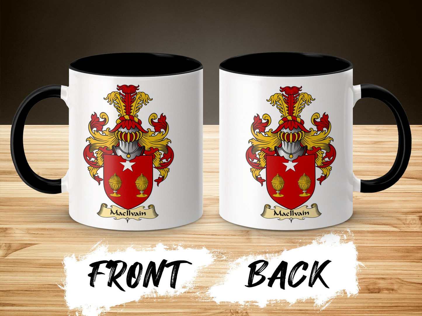 MacIlvain Family Coat of Arms Emblem Accent Mug - Living Stone Gifts