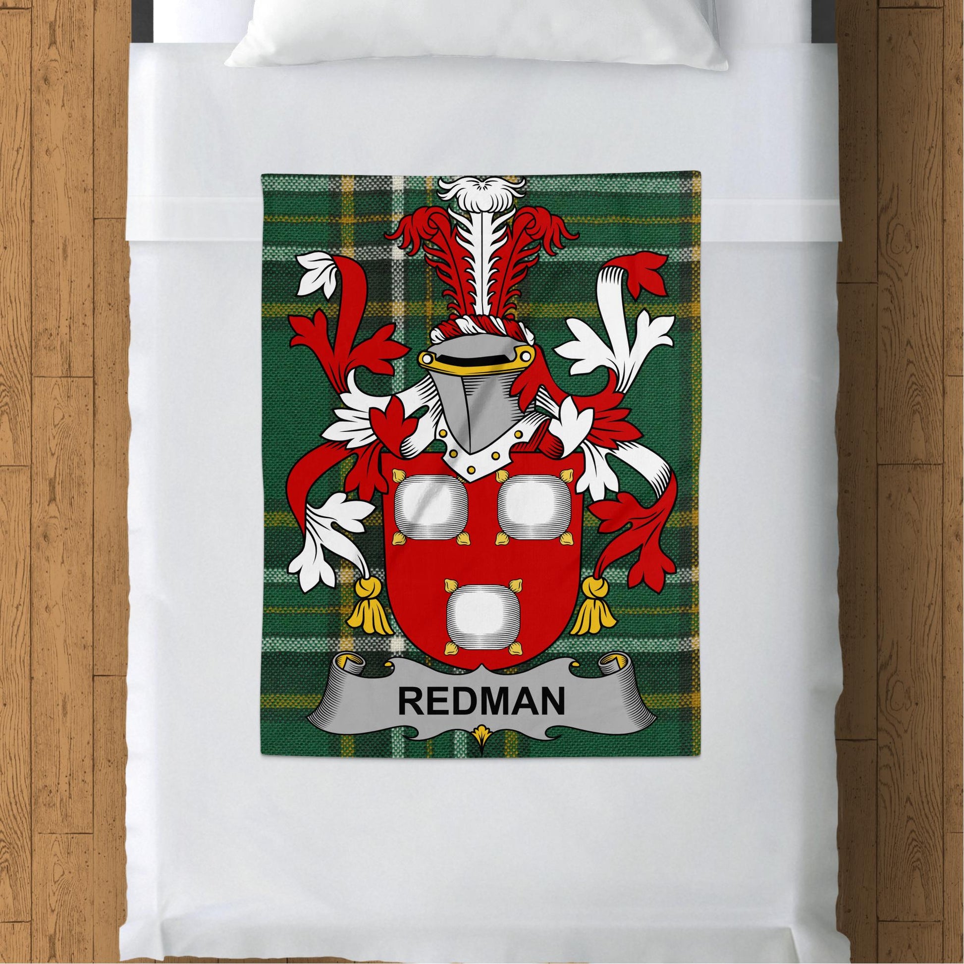 Redman Surname Irish Tartan Throw Blanket - Living Stone Gifts