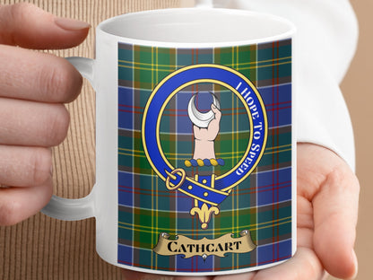 Clan Cathcart Scottish Tartan Crest Mug - Living Stone Gifts