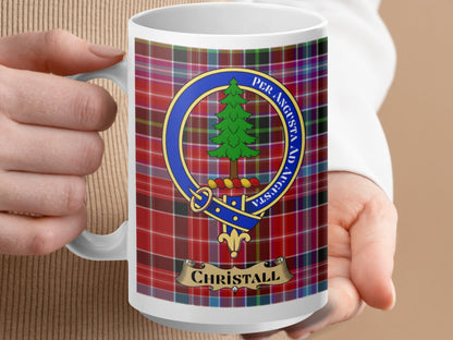 Clan Chrystall Scottish Tartan Crest Mug - Living Stone Gifts