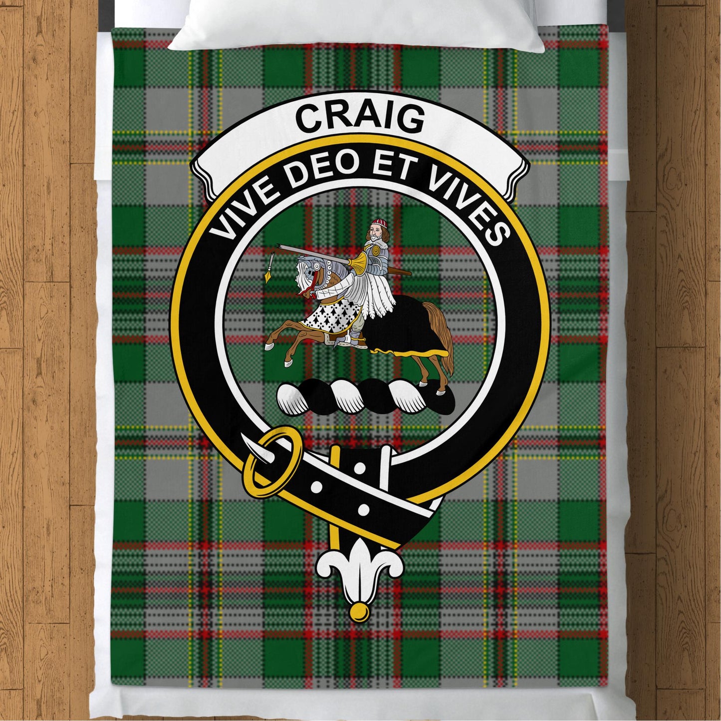 Craig Clan Crest Scottish Tartan Throw Blanket - Living Stone Gifts