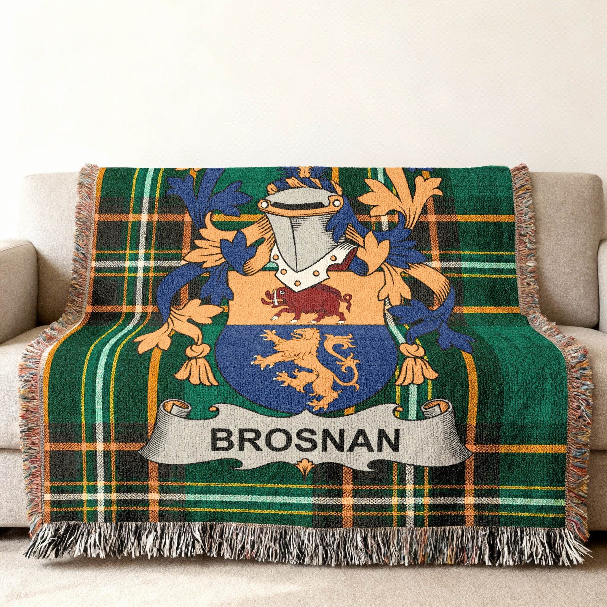 Brosnan Family Crest Plaid Blanket Home Decor product type
