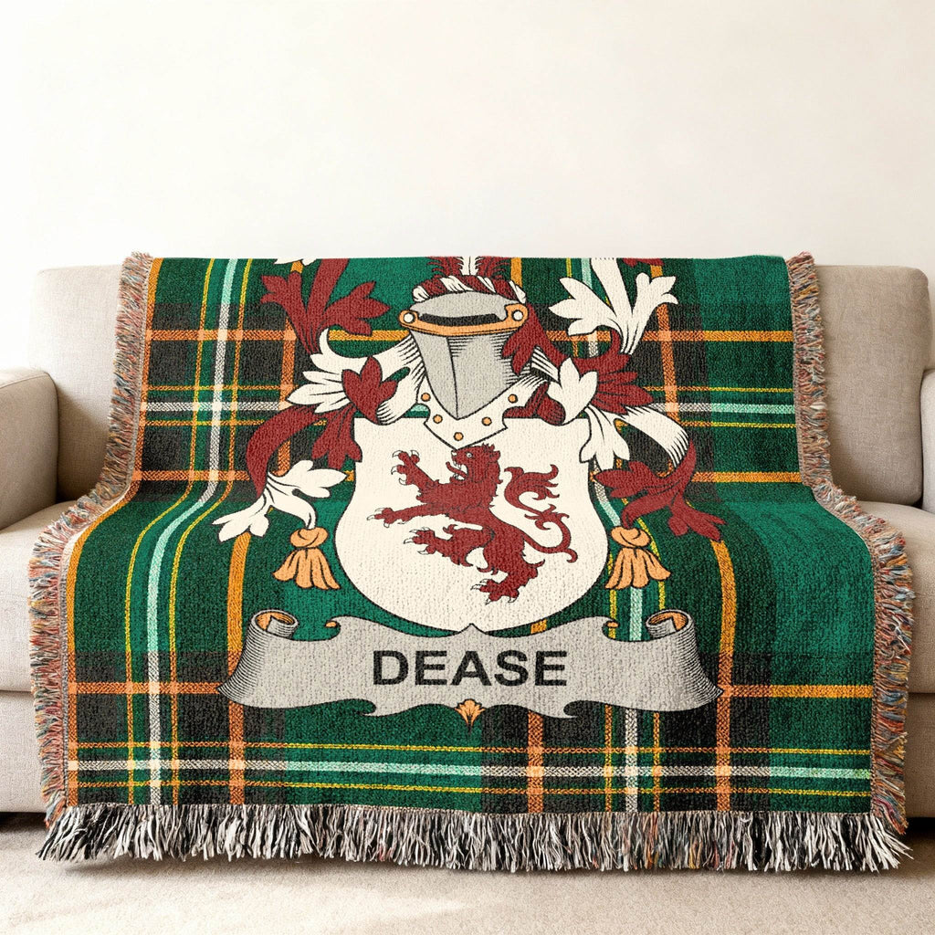 Dease Family Crest Red Lion Green Tartan Throw product type