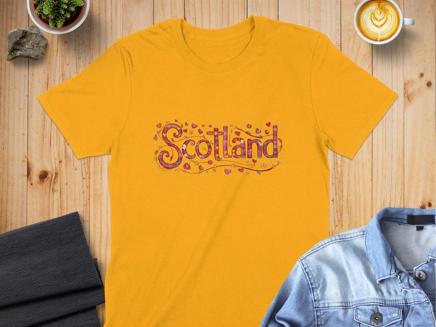 Colorful Scotland Heart and Flower Design T-Shirt - Living Stone Gifts