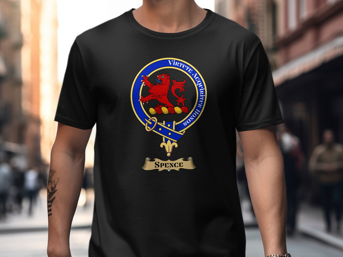 Spence Scottish clan crest design on Black T-shirt