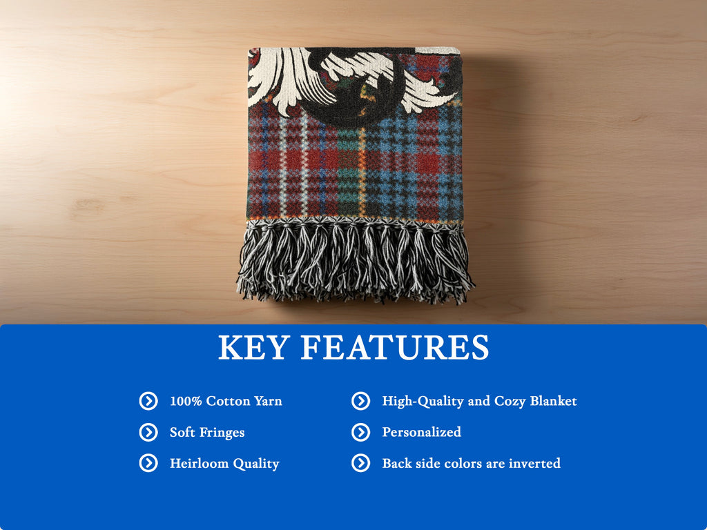 Features of the Airth Scottish woven blanket in 100% premium cotton yarn