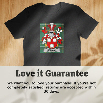 Redman Family Crest Irish National Tartan T-Shirt - Celtic Ancestry Gifts