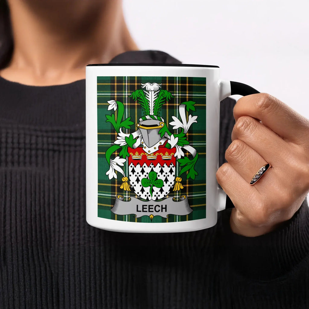 Leech Irish heritage mug with black handle and interior