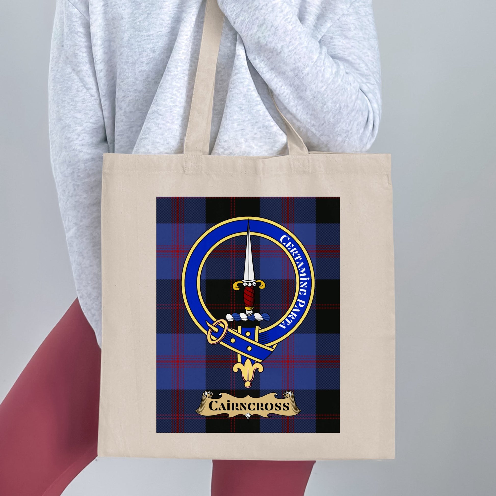 Cairncross Clan Crest Tartan Pattern Tote Bag - Living Stone Gifts