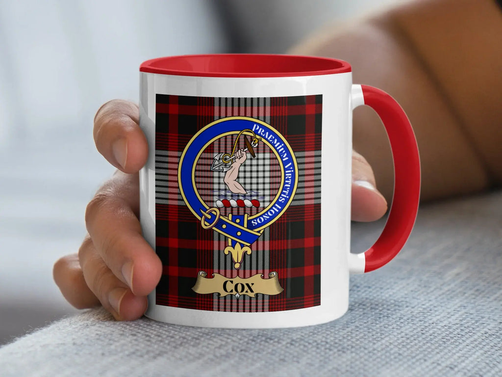 Cox family crest ceramic mug for everyday coffee and tea