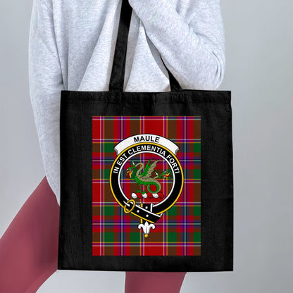 Scottish Clan Crest on Tartan Background Tote Bag - Living Stone Gifts