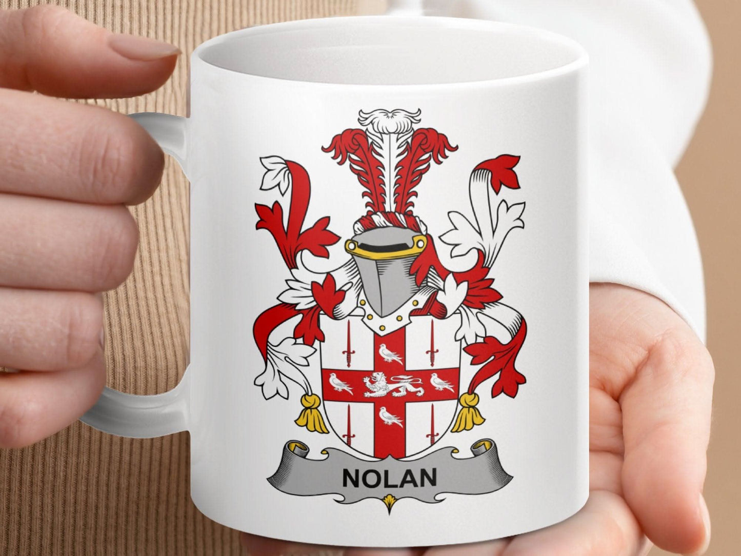 Nolan Family Coat of Arms Shield Design Mug - Celtic Ancestry Gifts
