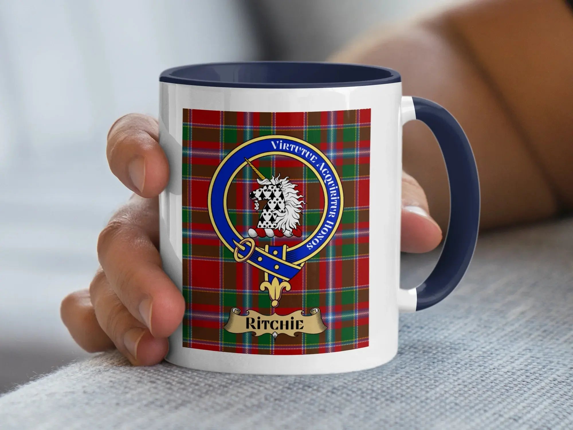 Clan Ritchie Family Crest Tartan Plaid Ceramic Mug