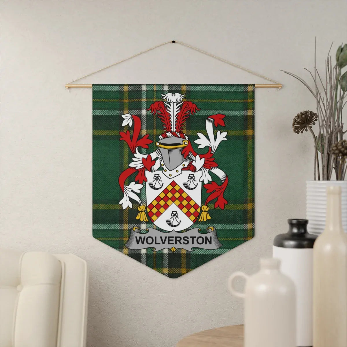 Custom Wolverston Coat of Arms Tartan Wall Banner product