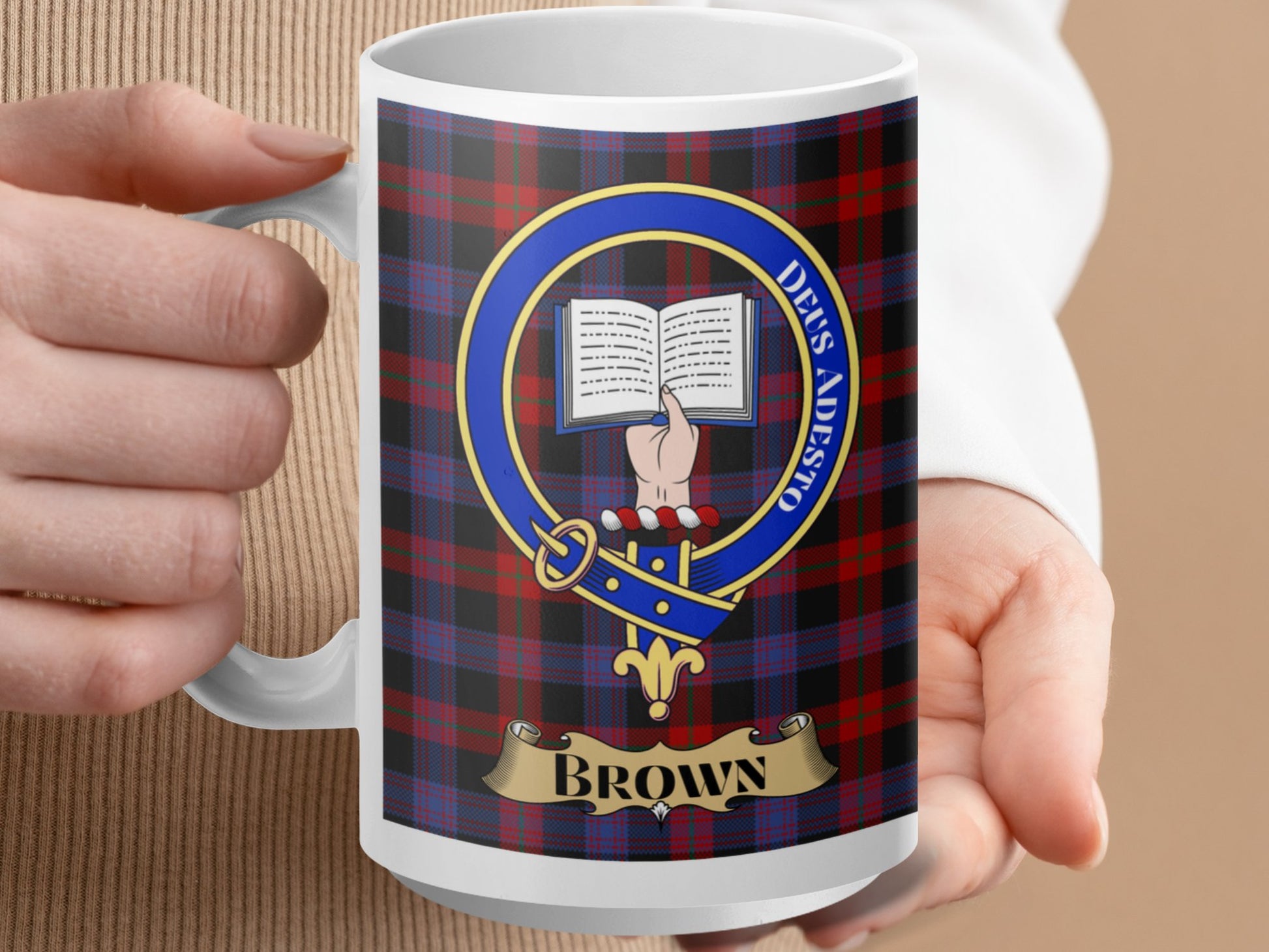 Crest with Open Book and Brown Banner Design Mug - Living Stone Gifts