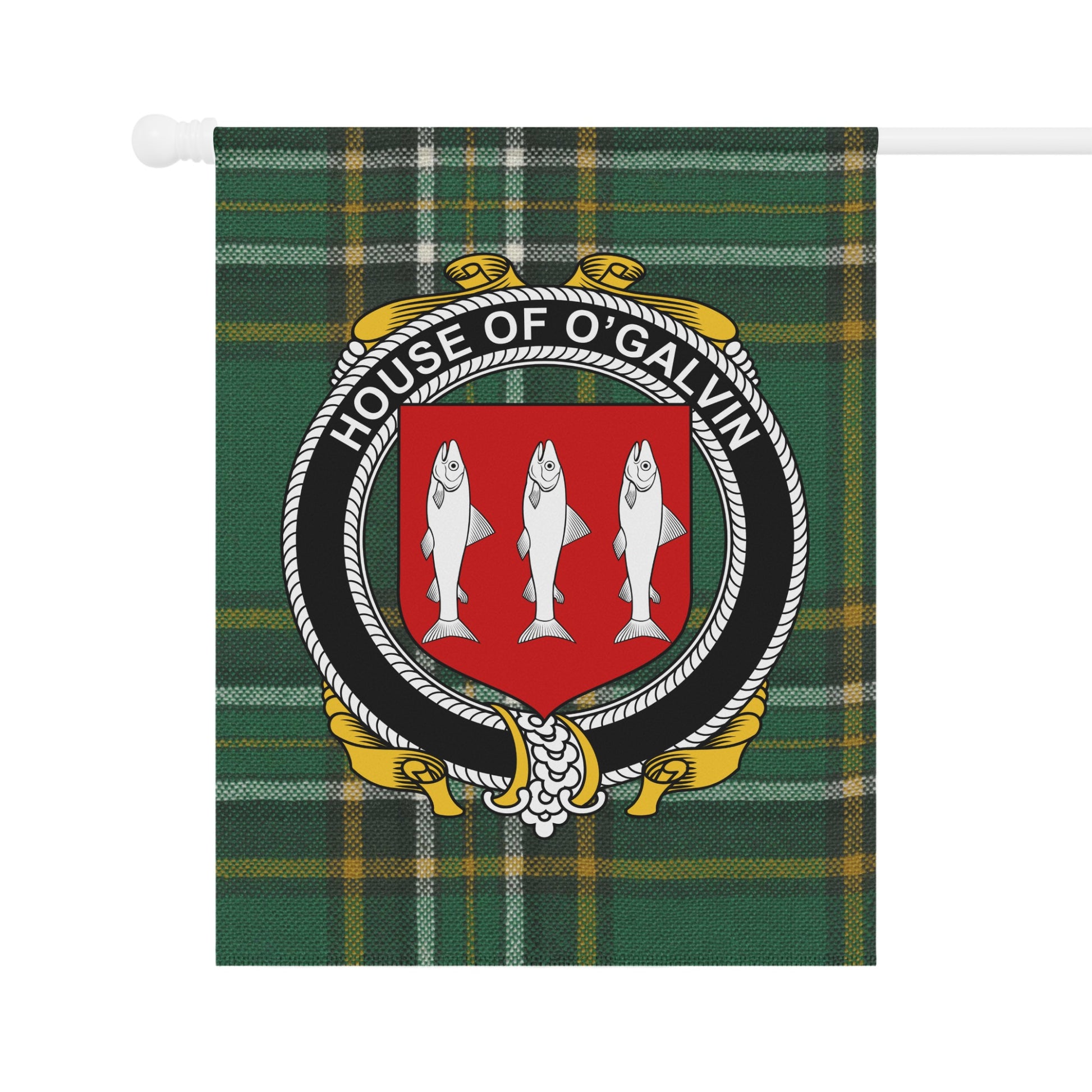 House of O'Galvin Tartan Plaid Crest Flag Product