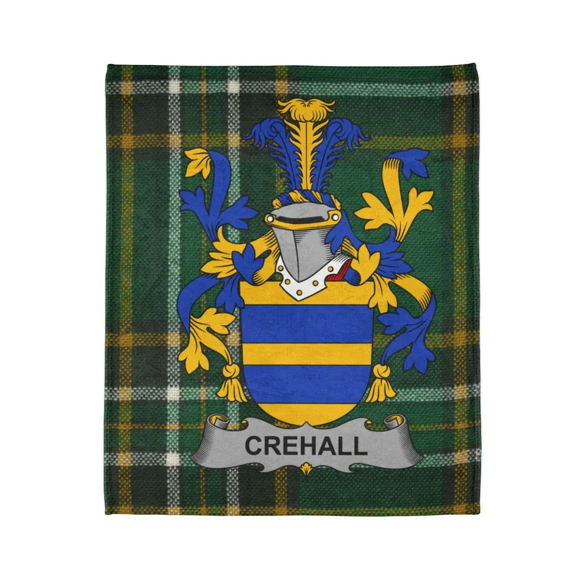Crehall Family Crest with Tartan Background product