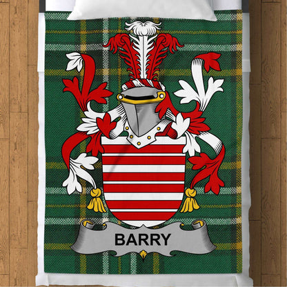 Barry Surname Irish Tartan Throw Blanket - Living Stone Gifts