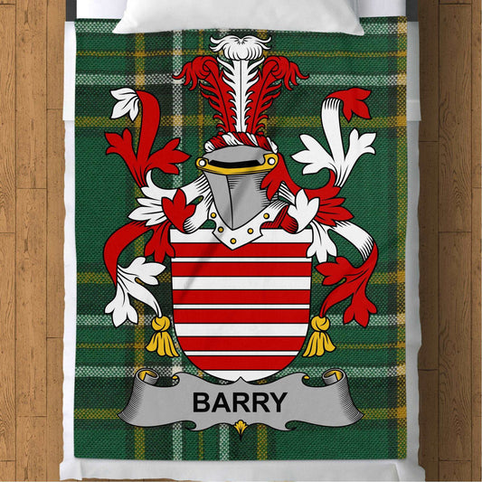 Barry Surname Irish Tartan Throw Blanket - Living Stone Gifts