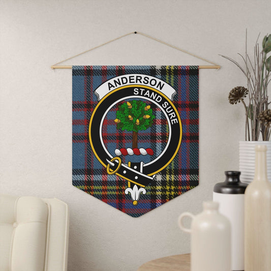 Anderson Clan Crest and Tartan Wall Pennant - Celtic Ancestry Gifts