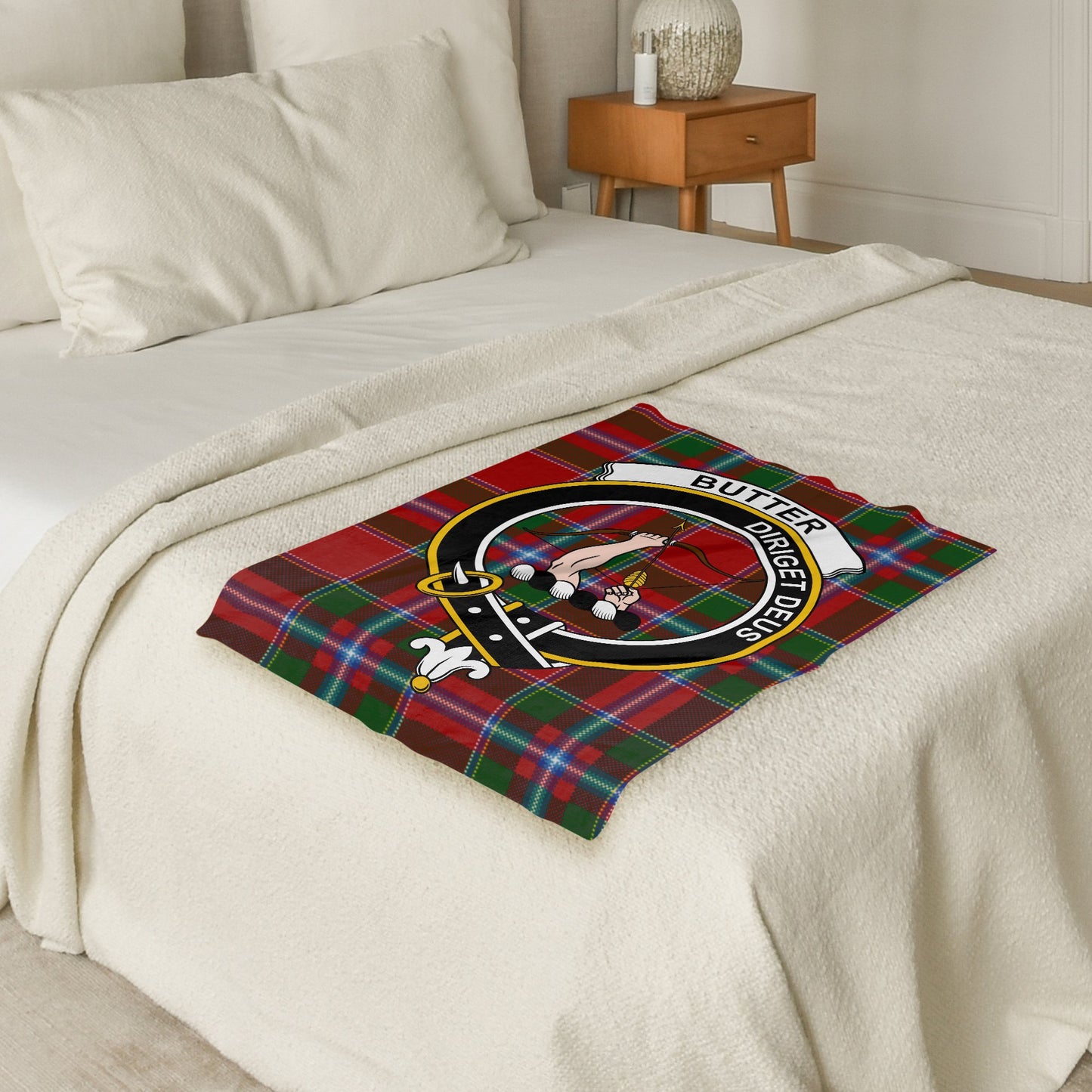 Scottish Clan Butter Crest Tartan Throw Blanket - Living Stone Gifts