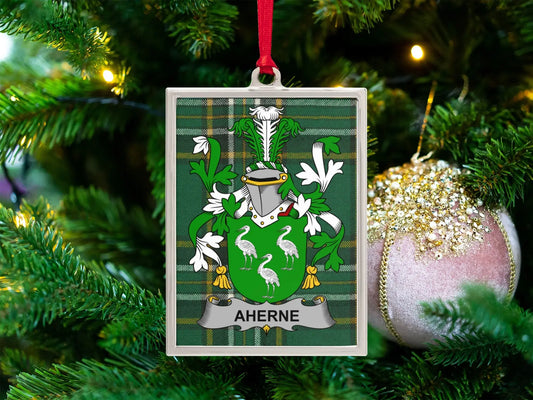 Personalized Aherne Family Crest Christmas Ornament product type
